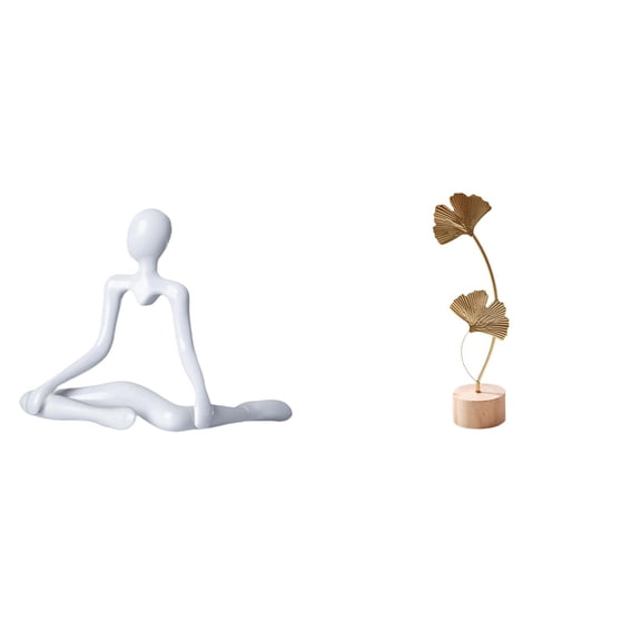 Kuntesetty Creative Abstract Thinker Leaf Sculpture Figurine Unique Metal Statue Ornament for Entrance Bedroom Table Housewarming Nordic Party Home Decor Gift