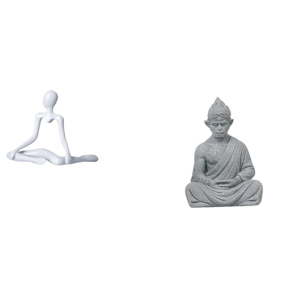 Kuntesetty Creative Abstract Thinker Monkey Buddha Statue Unique Decorative Figurine Artistic Sculpture Ornament for Entrance Bedroom Hotel Patio Backyard Housewarming Gift