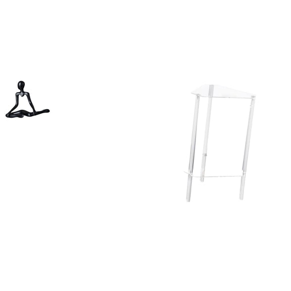 Kuntesetty Creative Abstract Thinker Sculpture Ornament and Minimalist Clear Acrylic Side Table for Modern Bedroom Living Room Home Office Decor Gift