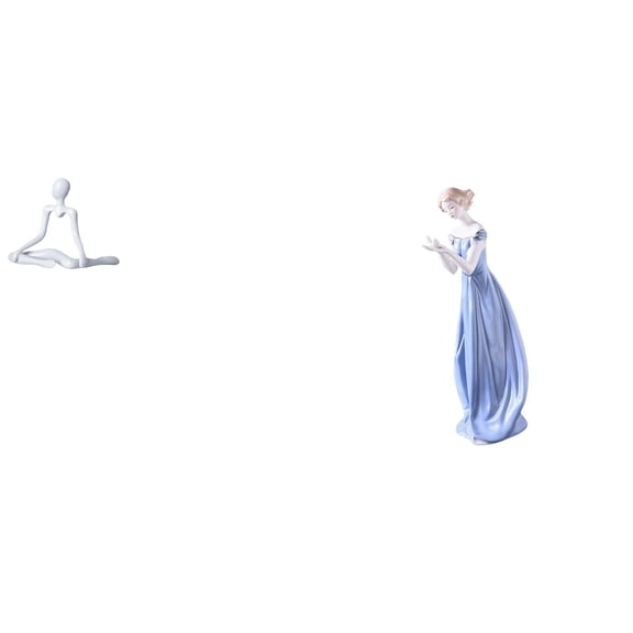 Kuntesetty Creative Abstract Thinker Statue and Nordic Ceramic Girl Figurine Modern Porcelain Lady Sculpture for Bedroom Entrance Shelf Desk Ornament Housewarming Gift