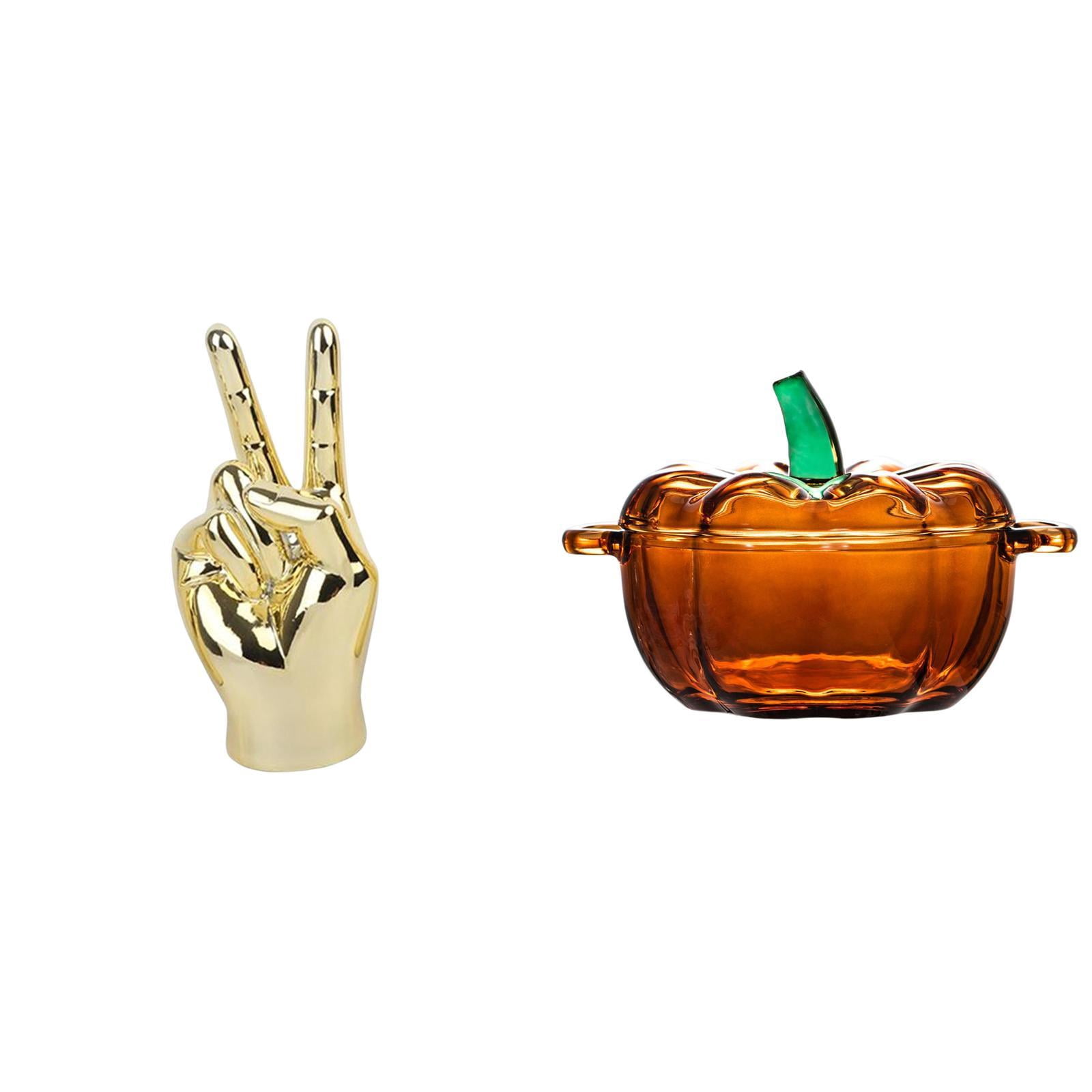 Kuntesetty Creative Pumpkin Shaped Hand Gesture Sculpture Glass Candy ...
