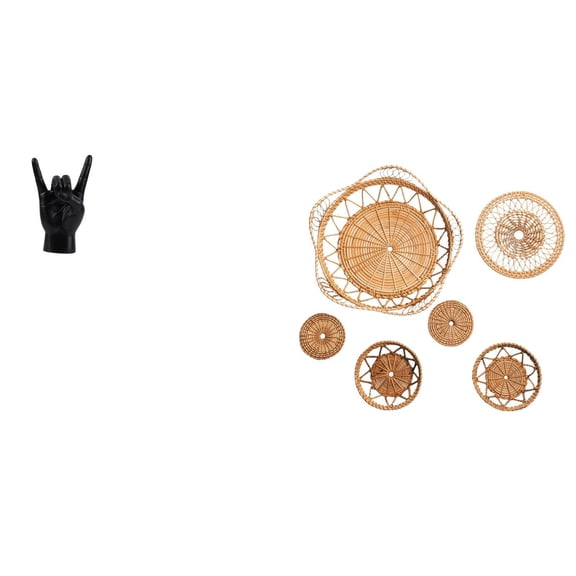 Kuntesetty Creative Rattan Hand Gesture Sculpture Unique Wall Art for Bedroom Apartment Restaurant Tea Room Hallway Porch Cafe Decor