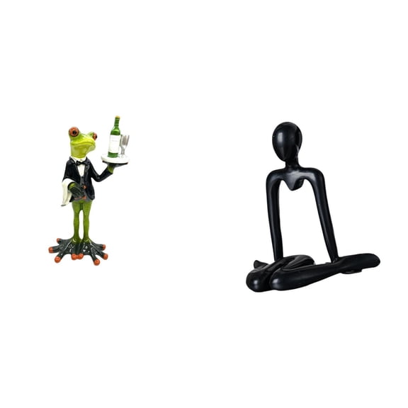 Kuntesetty Creative Thinker Frog Abstract Animal Sculpture Decorative Figurine Tabletop Ornament Statue for Fireplace Entrance Shelf Cabinet Bedroom Bookshelf Birthday Gift