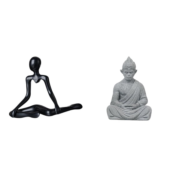 Kuntesetty Creative Thinker Monkey Buddha Statue Abstract Sculpture Unique Decorative Figurine for Entrance Bedroom Housewarming Gift Hotel Patio Backyard