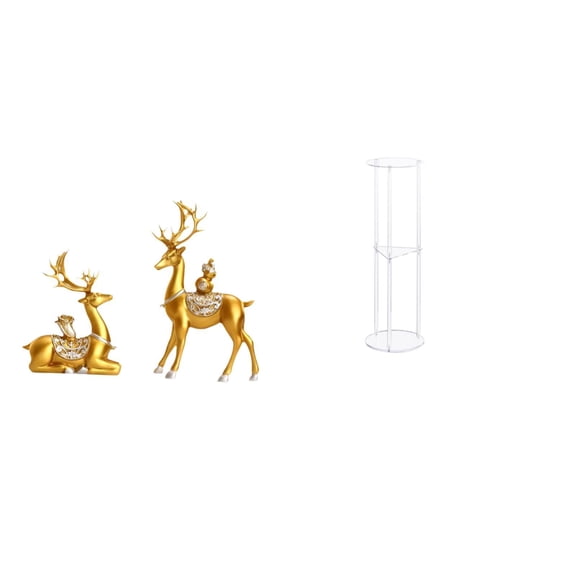 Kuntesetty Deer Figurines Reindeer Sculptures Elk Collectible Desktop Ornaments Decorative Statues for Shelf Desk Birthday Gift Clear Acrylic Side Table Small Drink Side Table Small Space Decor