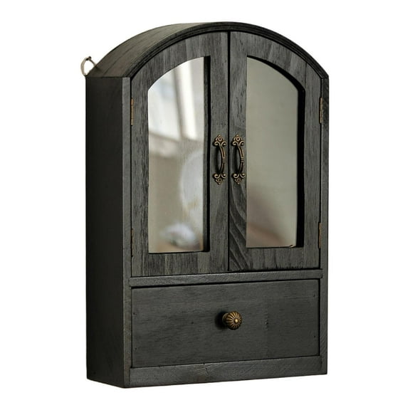 Kuntesetty Desktop Storage Cabinet Makeup Organizer for Countertop Living Room Bathroom Black