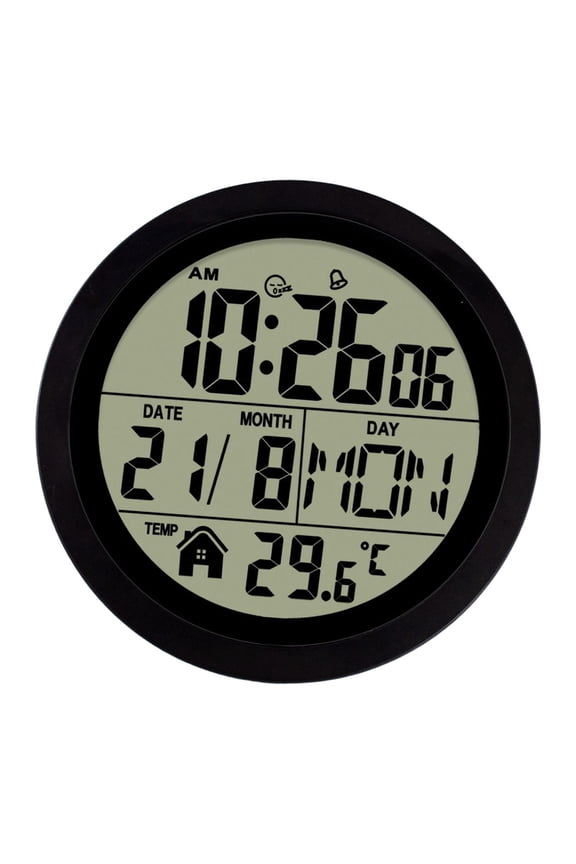 Digital Alarm Clock 12 Hour/24 Hour Wall Clock for Hotels Office Living Room Black