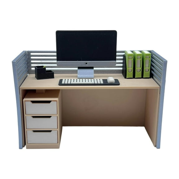 Kuntesetty Dollhouse Decor 1: 12 Mini Computer Desk Model Realistic Miniature Ornaments Set A