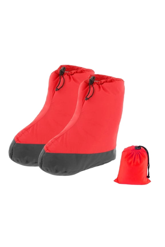 Down Booties Warm Socks Down Sock Thermal Foot Warmer with Storage Bag, Sleeping Socks for Backpacking Snowboarding Men Women XL red