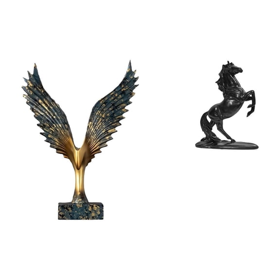 Kuntesetty Eagle Wing Statue Resin Home Statue Horse Statue Animal Sculpture Modern Abstract Handcrafted Ornament Symbolizing Bravery Suitable for Living Room of