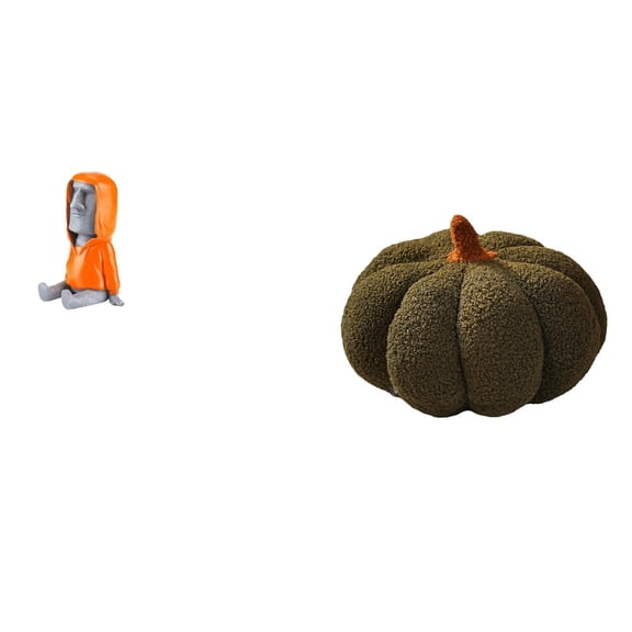 Kuntesetty Easter Island Head Statue Moai Antique Portrait Sculpture Resin Bedroom Bookshelf Halloween Pumpkin Pillows Plush Decorative Sofa Cushion Bed Room Decor