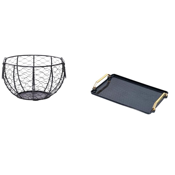 Kuntesetty Eggs Wire Storage Basket Iron Wire Woven Basket Country Fruit and Vegetable Basket Decorative Serving Tray Table Organizer for Kitchen Countertop Bathroom Homes Hotels Serving