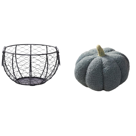 Kuntesetty Eggs Wire Storage Basket Iron Woven Country Fruit Vegetable Kitchen Countertop Bathroom Halloween Pumpkin Pillows Stuffed Decoration Plush Sofa Cushion Bed Bedroom Decor