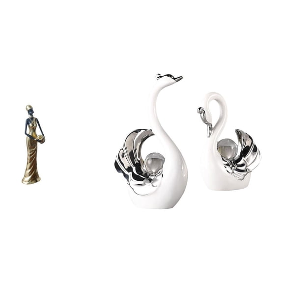 Kuntesetty Elegant African Swan Lady Figurine Sculpture for Home Decor Unique Lightweight Decoration for Living Room Table Centerpiece and Bookshelf Display
