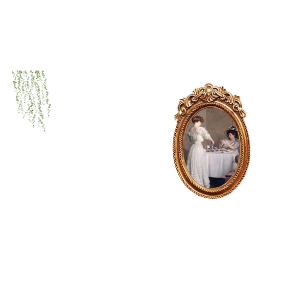 Kuntesetty Elegant Green Plant Leaves Wall Art Mural and Ornate Resin Picture Frame Decorative Display for Restroom Sofa Office Bedroom Gift