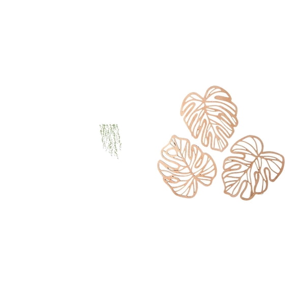 Kuntesetty Elegant Green Plant and Palm Leaves Wall Art Mural Creative Wooden Ornament for Restroom Bedroom Sofa Backdrop and TV Bathroom Decor