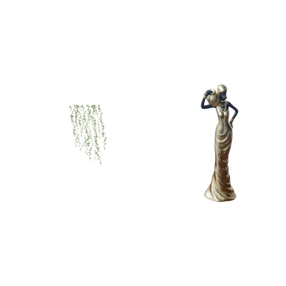 Kuntesetty Elegant Green Vines Wall Art and Vintage Tribal Lady Sculpture for Bedroom Restroom Sofa Backdrop and Housewarming Decor