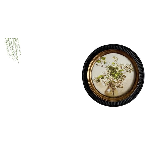 Kuntesetty Elegant Greenery Embossed Resin Wall Art Mural Decorative Leaves Photo Frame Ornate Hanging Plant Decal for Bedroom Retro Home Decor