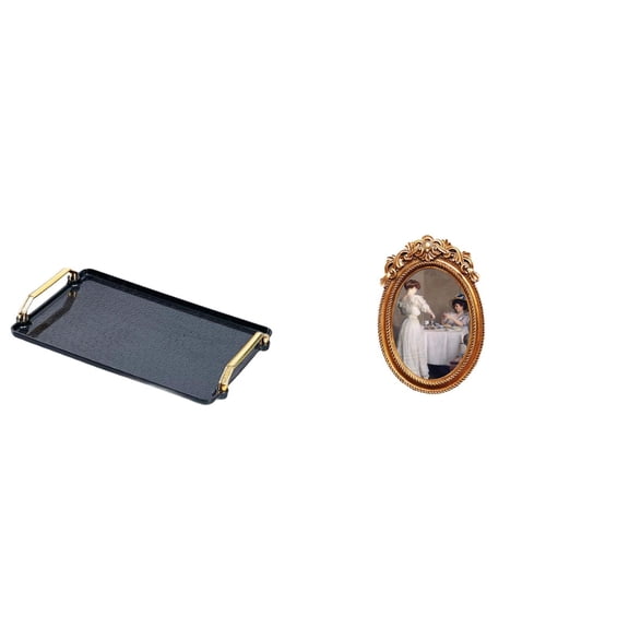 Kuntesetty Elegant Rectangular Organizer Tray and Ornate Resin Photo Frame for Serving Pastries Snacks Coffee Tea and Displaying Pictures in Homes Hotels Offices Bedrooms