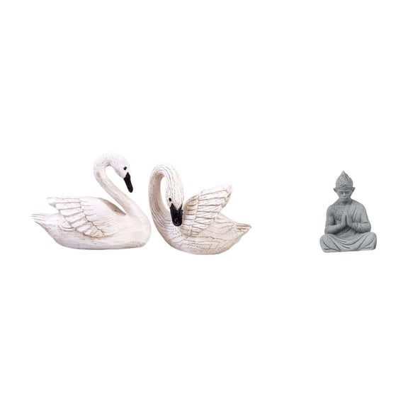 Kuntesetty Elegant Swan and Monkey Buddha Resin Sculptures Unique Figurines for Home Office Bedroom Living Room Hotel Patio Backyard Christmas Decor Collectible