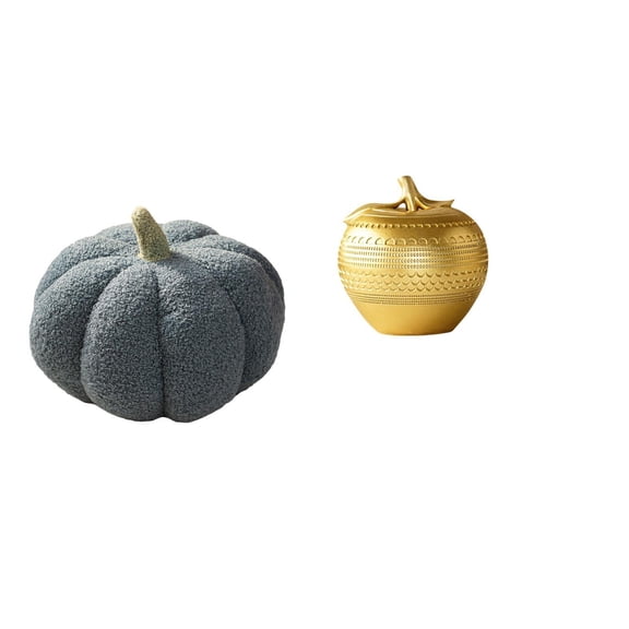Kuntesetty Enchanting Pumpkin Plush Sculpture Decorative Pillow Ornament for Modern Bedroom Sofa Tabletop Bookshelf Dining Room Decor