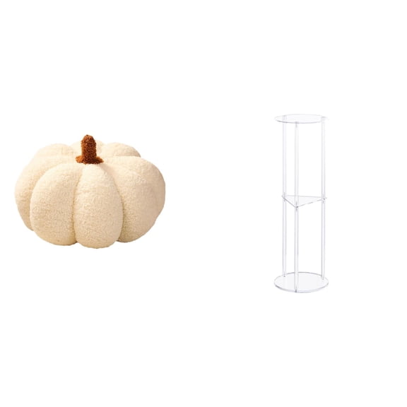 Kuntesetty Enchanting Pumpkin Plush Sofa Cushion and Clear Acrylic Bedside Table Set for Cozy Halloween Bedroom and Office Space Decor Ideas