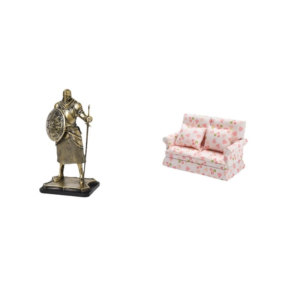 Kuntesetty European Knight Figurine Sculpture for Dollhouse Couch 1/12 Scale Creative Entryway Living Room Home Scene Decoration Craftsmanship