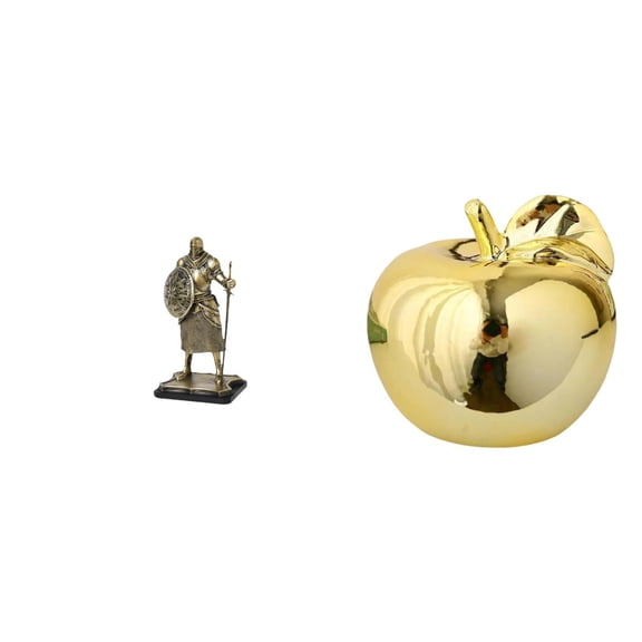 Kuntesetty European Knight Fruit Sculpture Ceramic Figurine Creative Desktop Ornament for Entryway Living Room Porches Restaurants Offices Home Decoration