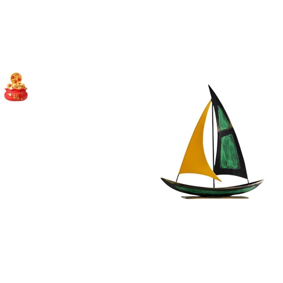 Kuntesetty Festival Treasure Basin Sailboat Cornucopia Art Craft Ornament Feng Shui Decorative Figurine Housewarming Gift for Tabletop Centerpiece Bedroom Desk Bookshelf Collection