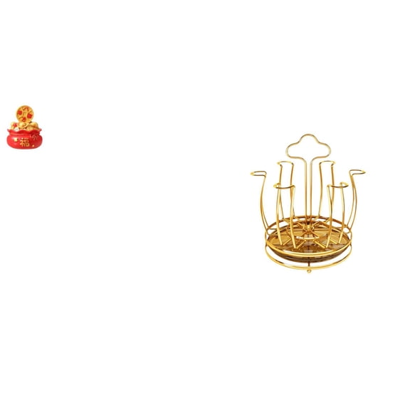 Kuntesetty Festival Treasure Ornament Rotating Cup Holder Cornucopia Art Craft Statue for New Year Housewarming Gift Bedroom Cabinet Living Room Organizer Metal Drainer Basin Rack 360 Degree