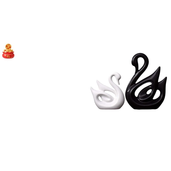 Kuntesetty Festival Treasure Swan Ornament Porcelain Couple Figurine Art Craft Cornucopia Sculpture for Elegant Home Office Bedroom Housewarming Gift
