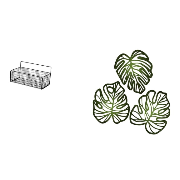 Kuntesetty Floating Palm Leaves Metal Wire Wall Organizer Shelves Creative Jungle Decor for Kitchen Bathroom Living Room Countertop Bedroom