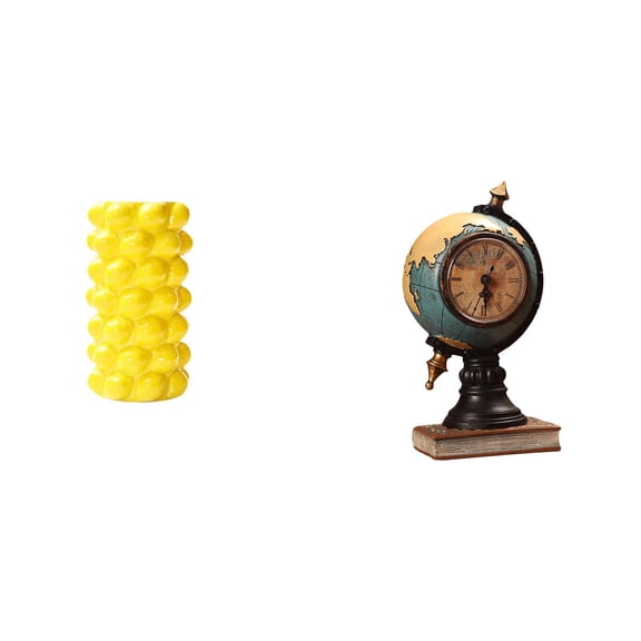 Kuntesetty Flower Vase Globe Figurine Table Clock Home Decor Ornament Porcelain Creative Geometric Design Resin Material Suitable for Office Living Room Bedroom