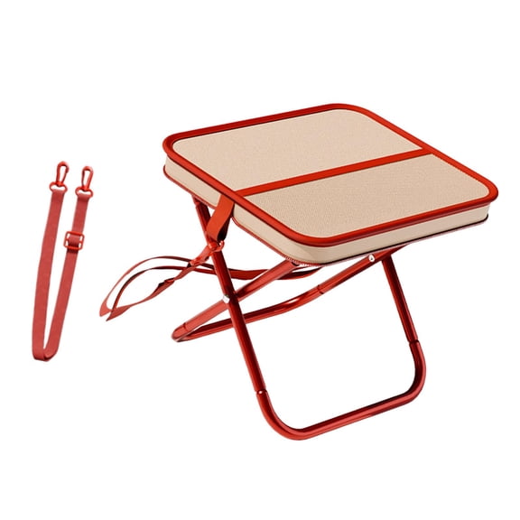 Kuntesetty Folding Stool Camping x Shaped Frame Fishing Chair for Backpacking BBQ Beach Red