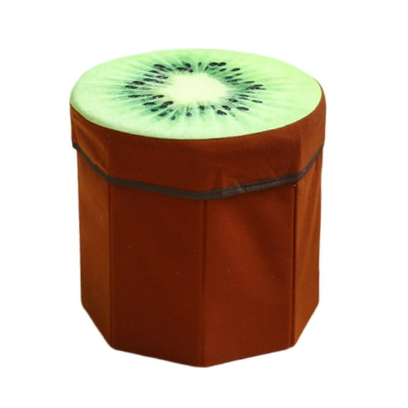 Kuntesetty Folding Storage Ottoman Fruit Pattern Footrest 11.42x11.42x11.81inch Toy Storage Box Foot Stool for Home Decor Office Bedroom Kiwi