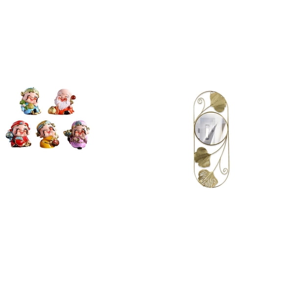 Kuntesetty Fortune Inspired Resin Tabletop Sculpture and Decorative Wall Mirror Set for Living Room Bedroom Entryway Hallway and Party Decor