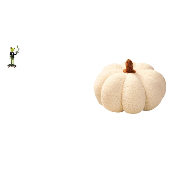 Kuntesetty Frog Pumpkin Sculpture Plush Decorative Figurine for Fireplace Sofa Bed Entrance Shelf Birthday Halloween Room Ornament