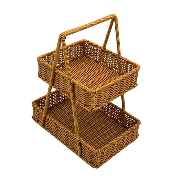 Kuntesetty Fruit Basket Woven Basket Versatile Decoration 2 Tier Snack Bread Holder Storage