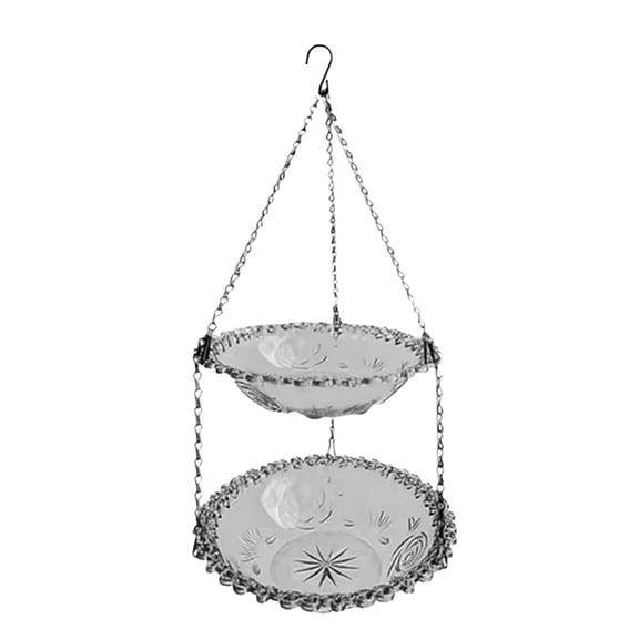 Kuntesetty Garden Bird Feeder Drinker Plate Hanging Bird Bath for Backyard Balcony Yard Gray