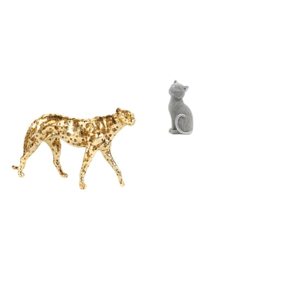 Kuntesetty Golden Feline Resin Sculpture Decorative Centerpiece Animal Figurine Tabletop Ornament for Office Home Entrance Bookshelf Living Room Decor