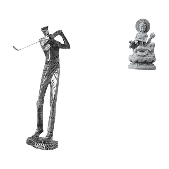 Kuntesetty Golfing Buddha Resin Figurine Modern Golfer Sculpture Feng Shui Female Golf Lover Shelf Chinese Farmhouse Indoor Table Centerpieces