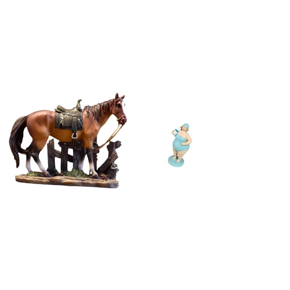 Kuntesetty Graceful Equine and Beach Lady Resin Sculpture Collection Elegant Animal and Woman Figurine Art for Home Office and Living Room Decor