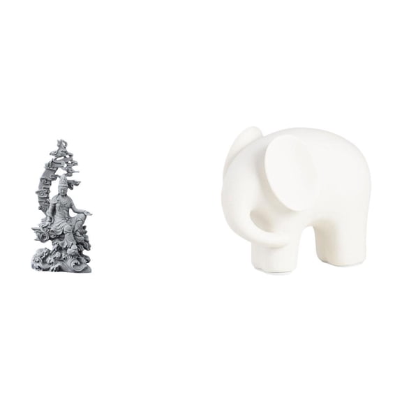 Kuntesetty Guan Yin Kuanyin Figurine Crafts Gifts Feng Shui Buddhist Decoration Ceramic Elephant Animal Sculpture Figure Collection Collectible Figurine Nonslip Pads Bookshelf Tabletop Xmas
