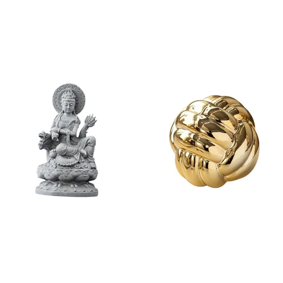 Kuntesetty Guan Yin Yarn Ball Figurine Feng Shui Female Buddha Knot Ornament Ceramic Sculpture for Indoor Hallway Table Centerpieces and Living Room Decor