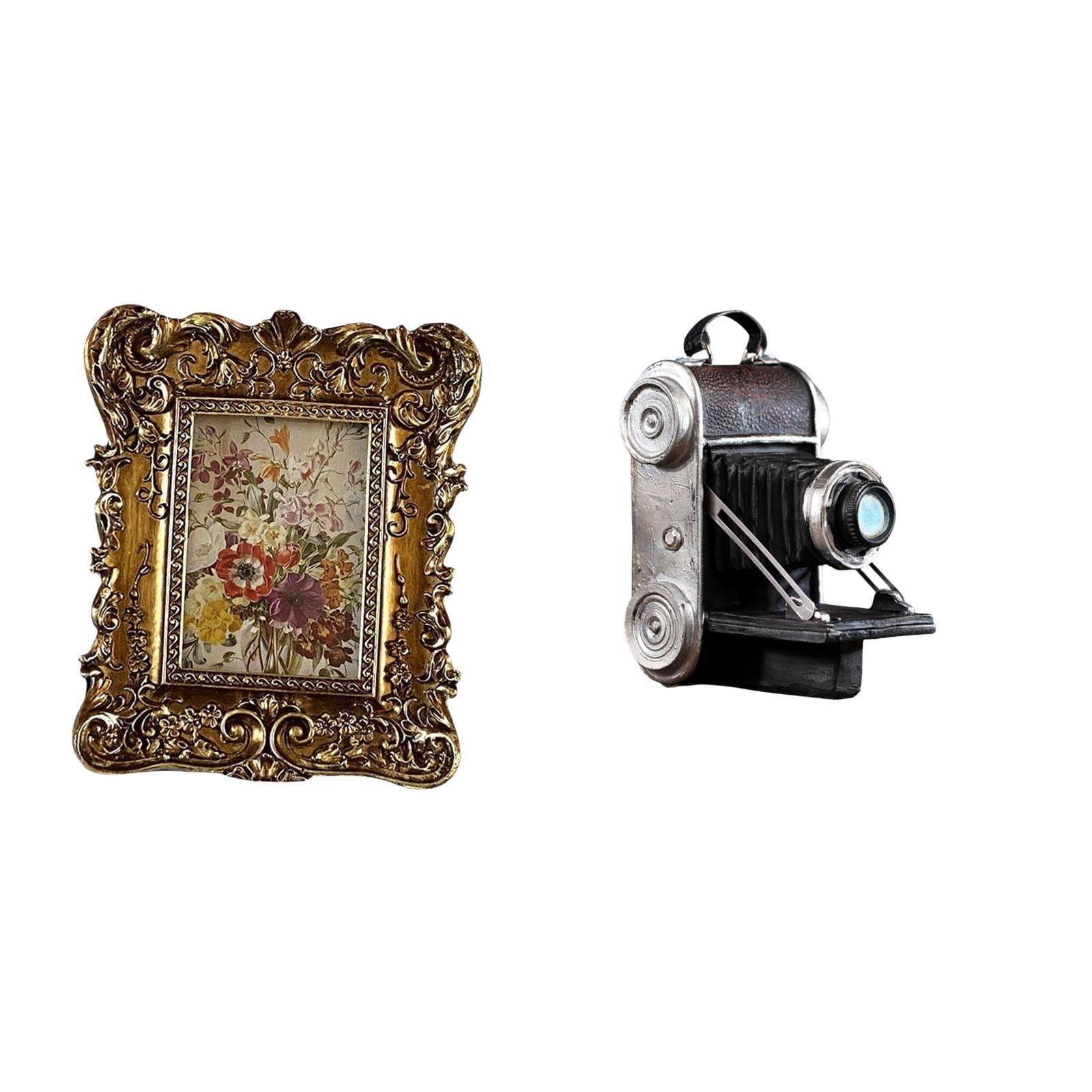 Kuntesetty Hand Carved Floral Photo Frame Camera Statue Model Resin ...
