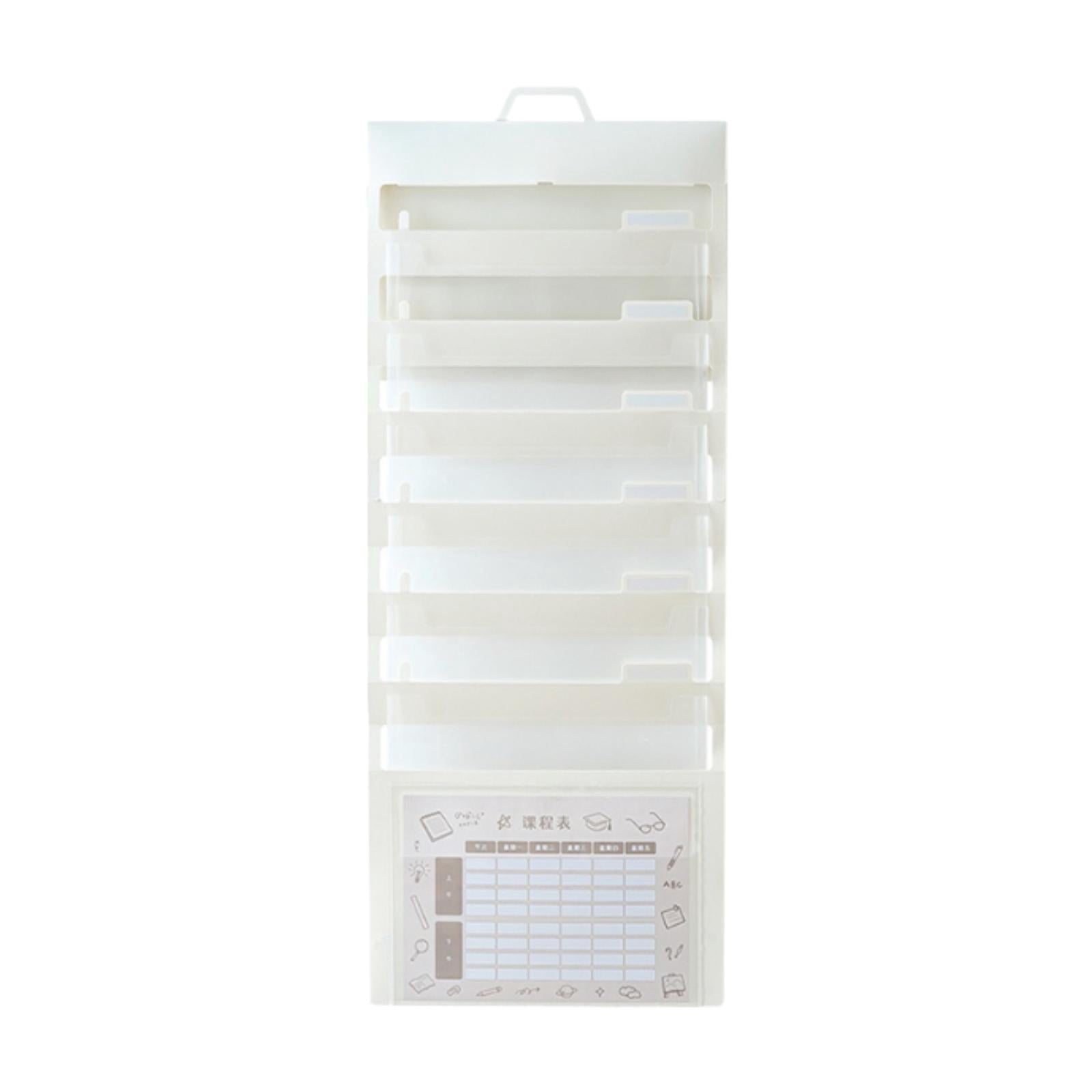 Kuntesetty Hanging Wall File Organizer Portable with 6 Pockets for A4 Size Paper Letter white