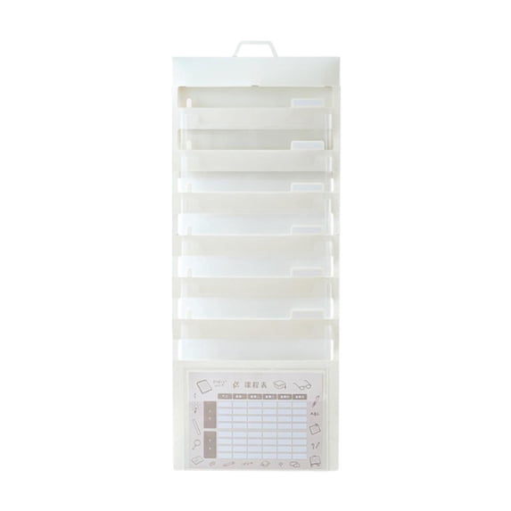 Kuntesetty Hanging Wall File Organizer Portable with 6 Pockets for A4 Size Paper Letter white