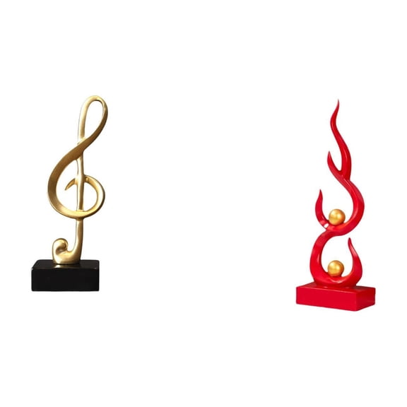 Kuntesetty Harmonic Flame Resin Sculpture Creative Tabletop Ornament Modern Music Note and Fire Figurine Centerpiece for Desk Fireplace Patio Office Housewarming Gift