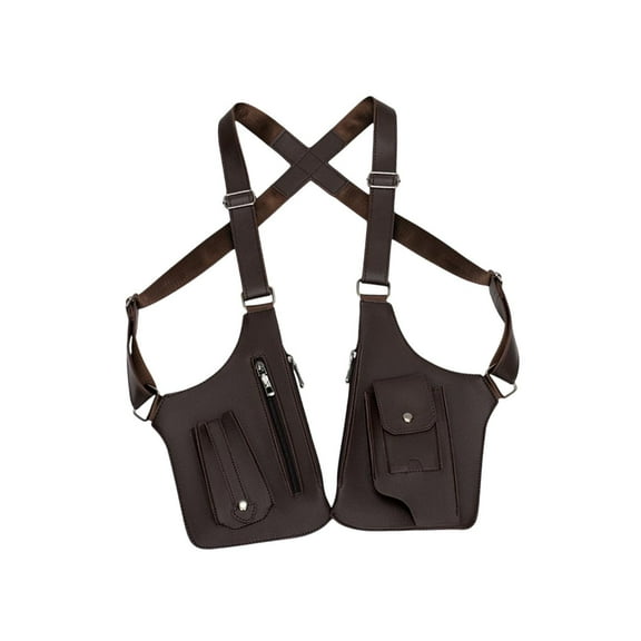 Kuntesetty Hide Underarm Shoulder Bag Double Shoulder Pouch Easy Carrying Modern PU Leather Brown