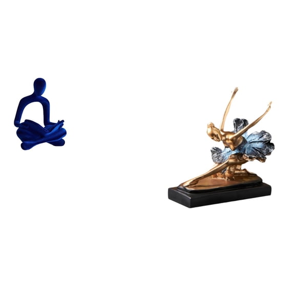 Kuntesetty Human Figurine Abstract Thinker Statue Ballet Dancer Ornament Sculpture Versatile Collection Ballerina Girls Gift Desktop Decoration for Office Bar Wedding Restaurant Fireplace